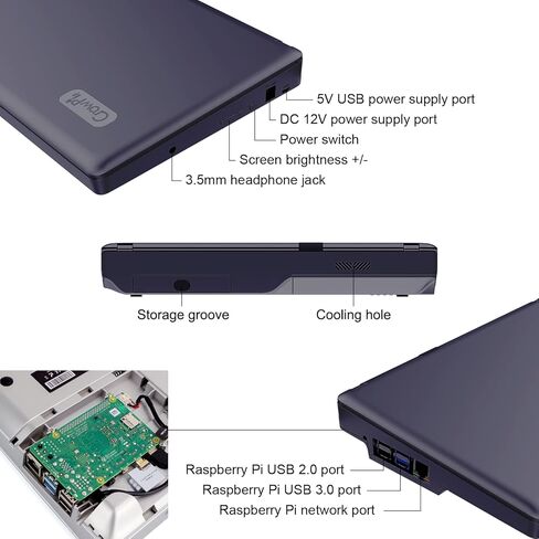 ELECROW Raspberry Pi 4 Model B Starter Kit، كمبيوتر محمول Raspberry Pi 4b، كمبيوتر Crowpi2 ذو لوحة واحدة مع مصدر طاقة وإصدار حقيبة سوداء - مجموعة أساسية in Kuwait