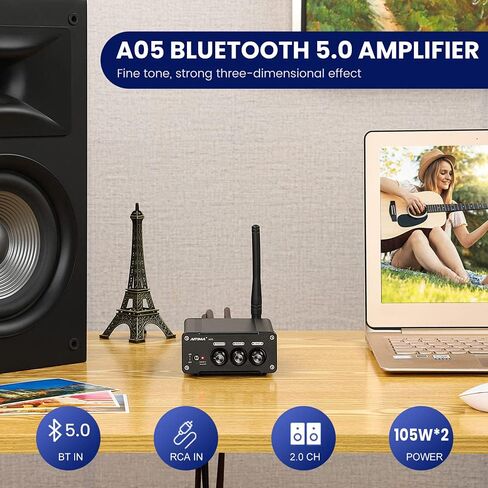 AIYIMA A05 TPA3221 مضخم الطاقة 100 وات + 100 وات بلوتوث QCC3034 APTX 2.0CH Mini HiFi Stereo Class D Power AMP Treble Bass قابل للتعديل لمكبر الصوت السلبي in Kuwait