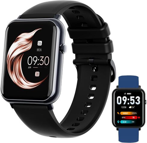 ساعة ذكية TIFOZEN للرجال والنساء، شاشة ملونة كاملة 1.69 بوصة لتتبع اللياقة البدنية مع تذكير بالرسائل، أكسجين الدم، معدل ضربات القلب، مراقب النوم، 25 وضعًا رياضيًا، شريطين رياضيين لهواتف iOS وAndroid in Kuwait