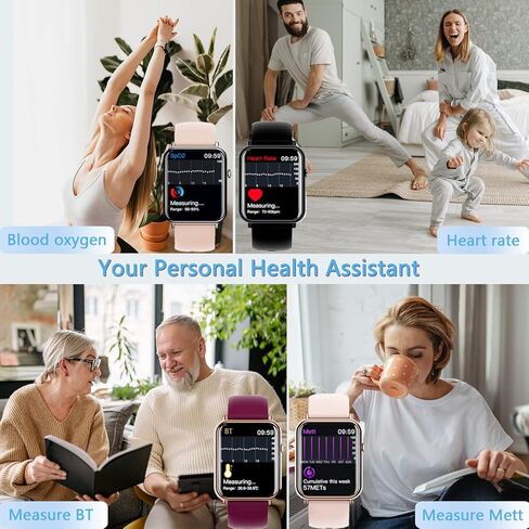 ساعة ذكية TIFOZEN للرجال والنساء، شاشة ملونة كاملة 1.69 بوصة لتتبع اللياقة البدنية مع تذكير بالرسائل، أكسجين الدم، معدل ضربات القلب، مراقب النوم، 25 وضعًا رياضيًا، شريطين رياضيين لهواتف iOS وAndroid in Kuwait