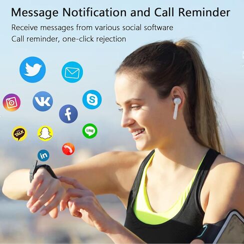 ساعة ذكية TIFOZEN للرجال والنساء، شاشة ملونة كاملة 1.69 بوصة لتتبع اللياقة البدنية مع تذكير بالرسائل، أكسجين الدم، معدل ضربات القلب، مراقب النوم، 25 وضعًا رياضيًا، شريطين رياضيين لهواتف iOS وAndroid in Kuwait