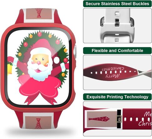 [1+1] Pack Compatible for Apple Watch Band with Case for Apple Watch Series 44mm 6/5/4/SE, Floral Printed Pattern Replacement Strap + Protective Case with Screen Protector for iWatch Accessories in Saudi Arabia