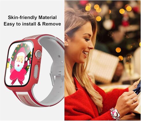 [1+1] Pack Compatible for Apple Watch Band with Case for Apple Watch Series 44mm 6/5/4/SE, Floral Printed Pattern Replacement Strap + Protective Case with Screen Protector for iWatch Accessories in Saudi Arabia