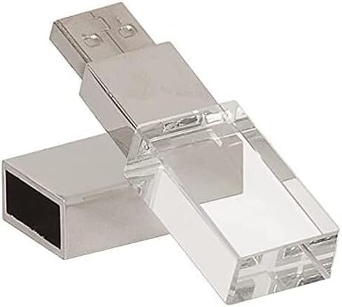 HONGPAS جديد كريستال شفاف مستطيل محرك فلاش USB أصلي 3.0 LED إضاءة ذاكرة عصا عيد ميلاد هدية الزفاف، فضي (16 جيجابايت) in Saudi Arabia