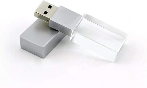 HONGPAS جديد كريستال شفاف مستطيل محرك فلاش USB أصلي 3.0 LED إضاءة ذاكرة عصا عيد ميلاد هدية الزفاف، فضي (16 جيجابايت) in Saudi Arabia