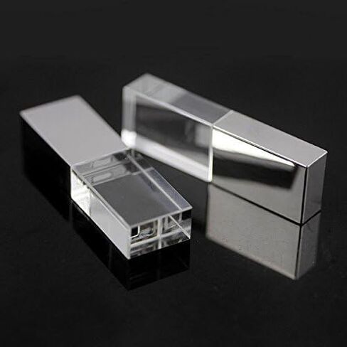 HONGPAS جديد كريستال شفاف مستطيل محرك فلاش USB أصلي 3.0 LED إضاءة ذاكرة عصا عيد ميلاد هدية الزفاف، فضي (16 جيجابايت) in Saudi Arabia