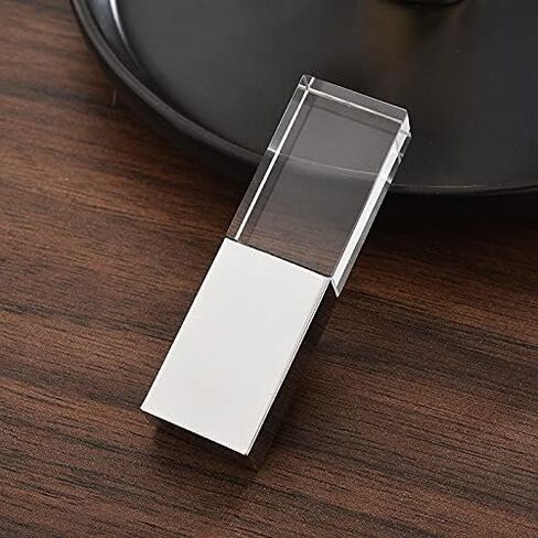 HONGPAS جديد كريستال شفاف مستطيل محرك فلاش USB أصلي 3.0 LED إضاءة ذاكرة عصا عيد ميلاد هدية الزفاف، فضي (16 جيجابايت) in Saudi Arabia
