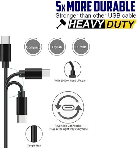 كابل شاحن حائط USB C مناسب لبلاك بيري كي ون، KEY2، KEY2 LE، هاتف الحركة، هاتف Razer 2، Kyocera Duraforce Pro 3، Motorola One 5G Ace، Moto G Stylus، Turbo G Power، Edge/Edge+ استبدال سلك الشحن in Kuwait