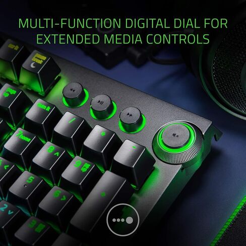 Razer BlackWidow Elite Mechanical Gaming Keyboard: Yellow Mechanical Switches - Linear & Silent - Chroma RGB Lighting - Magnetic Wrist Rest - Dedicated Media Keys & Dial - USB Passthrough in Saudi Arabia