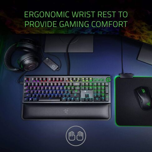 Razer BlackWidow Elite Mechanical Gaming Keyboard: Yellow Mechanical Switches - Linear & Silent - Chroma RGB Lighting - Magnetic Wrist Rest - Dedicated Media Keys & Dial - USB Passthrough in Saudi Arabia