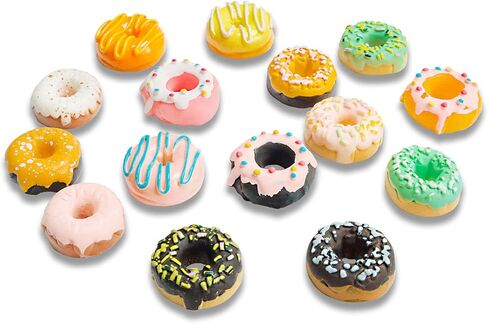 اكس هوت بوب كورن 60 قطعة مختلطة صغيرة من الراتنج على شكل دونات من الراتنج، تعليقات سلايم راتنج لطيفة مسطحة الظهر لصنع ملحقات الحرف اليدوية in Kuwait