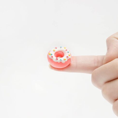 اكس هوت بوب كورن 60 قطعة مختلطة صغيرة من الراتنج على شكل دونات من الراتنج، تعليقات سلايم راتنج لطيفة مسطحة الظهر لصنع ملحقات الحرف اليدوية in Kuwait