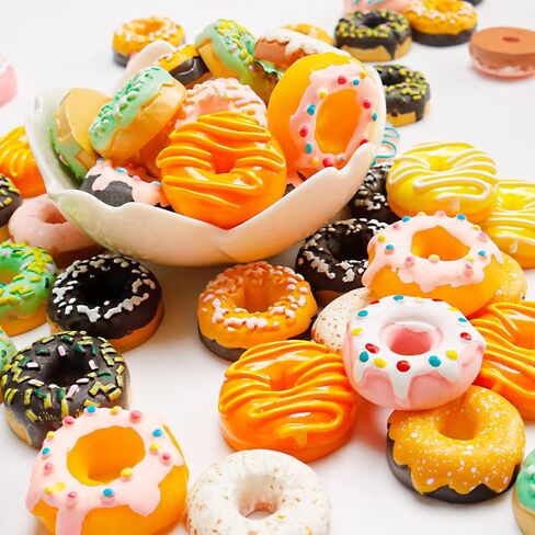 اكس هوت بوب كورن 60 قطعة مختلطة صغيرة من الراتنج على شكل دونات من الراتنج، تعليقات سلايم راتنج لطيفة مسطحة الظهر لصنع ملحقات الحرف اليدوية in Kuwait