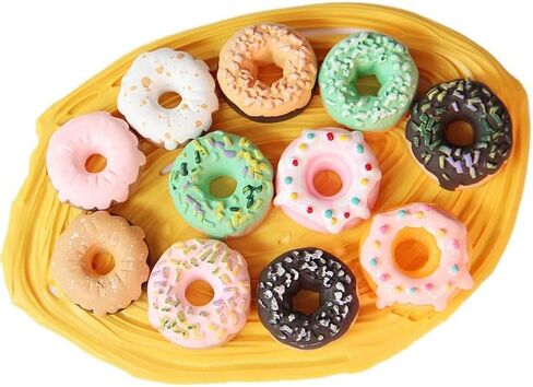 اكس هوت بوب كورن 60 قطعة مختلطة صغيرة من الراتنج على شكل دونات من الراتنج، تعليقات سلايم راتنج لطيفة مسطحة الظهر لصنع ملحقات الحرف اليدوية in Kuwait