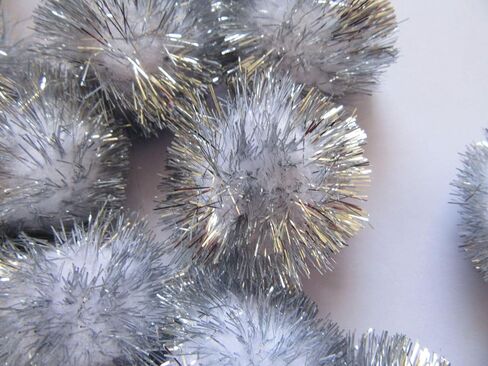 YYCRAFT 50pcs Wide Glitter Tinsel Pom Poms Sparkle Balls for DIY Craft/Party Decoration/Cat Toys(25mm,Silver) in Saudi Arabia