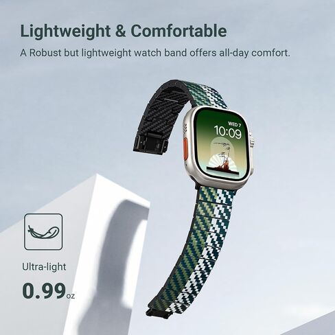 PITAKA Apple Watch Band متوافق مع Apple Watch Ultra/Ultra/9/8/7/6/SE/5/4/3/2/1، حزام Apple Watch Ultra قابل للتعديل، سوار ساعة Apple 100% من ألياف الكربون in Kuwait