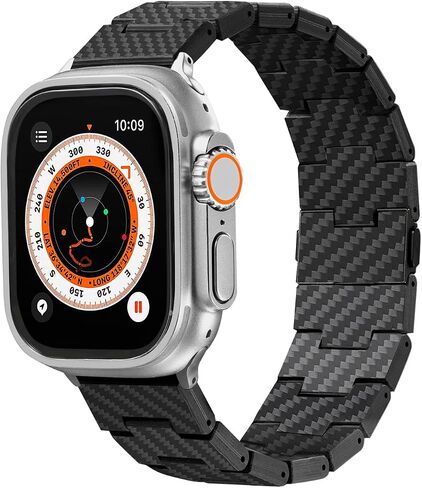 PITAKA Apple Watch Band متوافق مع Apple Watch Ultra/Ultra/9/8/7/6/SE/5/4/3/2/1، حزام Apple Watch Ultra قابل للتعديل، سوار ساعة Apple 100% من ألياف الكربون in Kuwait