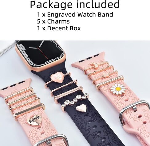 سوار ساعة OULRAEFS Apple مع حليات (تتضمن أساور iWatch) متوافق مع أحزمة ساعة Apple 38 مم 40 مم 41 مم 42 مم 44 مم 45 مم 49 مم السلسلة 8 Ultra 7 SE 6 5 4 3 2 1 سوار منقوش وإكسسوارات حلقات حلقية زخرفية in Saudi Arabia
