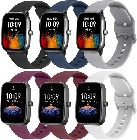 أربطة سيليكون Amzpas لـ Amazfit GTS 4/GTS 4 Mini/ GTS 3/GTS 2/GTS 2 Mini/GTS 2e/GTS 42 مم، 6 عبوات من الأشرطة الناعمة لـ Bip 3 Pro/Bip 3/ Bip U Pro/ Bip U/ Bip S/ Bip Lite/Bip S Lite، أساور معصم متينة سريعة الإصدار 20 مم للنساء والرجال in Kuwait