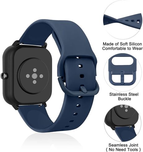 أربطة سيليكون Amzpas لـ Amazfit GTS 4/GTS 4 Mini/ GTS 3/GTS 2/GTS 2 Mini/GTS 2e/GTS 42 مم، 6 عبوات من الأشرطة الناعمة لـ Bip 3 Pro/Bip 3/ Bip U Pro/ Bip U/ Bip S/ Bip Lite/Bip S Lite، أساور معصم متينة سريعة الإصدار 20 مم للنساء والرجال in Kuwait