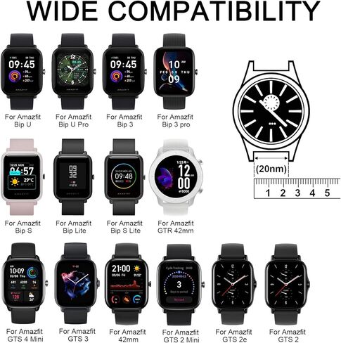 أربطة سيليكون Amzpas لـ Amazfit GTS 4/GTS 4 Mini/ GTS 3/GTS 2/GTS 2 Mini/GTS 2e/GTS 42 مم، 6 عبوات من الأشرطة الناعمة لـ Bip 3 Pro/Bip 3/ Bip U Pro/ Bip U/ Bip S/ Bip Lite/Bip S Lite، أساور معصم متينة سريعة الإصدار 20 مم للنساء والرجال in Kuwait