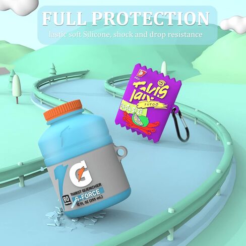 (3 Pack) Cute Airpod Case for Airpods 2&1, 3D Kawaii Silicone Cartoon Food Funny Protective Cover Accessories Skin for Airpod 1&2 Gen Charging Case for Girls Boys-(Bubble Gum+Sport Water+Takis) in Kuwait