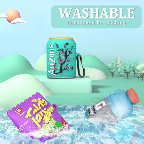 (3 Pack) Cute Airpod Case for Airpods 2&1, 3D Kawaii Silicone Cartoon Food Funny Protective Cover Accessories Skin for Airpod 1&2 Gen Charging Case for Girls Boys-(Bubble Gum+Sport Water+Takis) in Kuwait