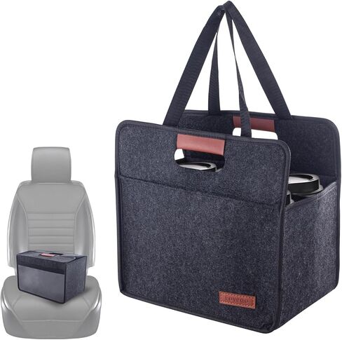 حامل اكواب محمول مع 2 حامل اكواب من فويجو، حامل مشروبات معزول قابل لاعادة الاستخدام مع مقابض، حامل اكواب قهوة قابل للطي للمشروبات الساخنة والباردة (زجاجتين، رمادي داكن) in Kuwait