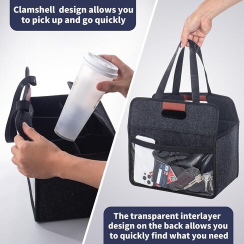 حامل اكواب محمول مع 2 حامل اكواب من فويجو، حامل مشروبات معزول قابل لاعادة الاستخدام مع مقابض، حامل اكواب قهوة قابل للطي للمشروبات الساخنة والباردة (زجاجتين، رمادي داكن) in Kuwait