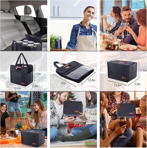 حامل اكواب محمول مع 2 حامل اكواب من فويجو، حامل مشروبات معزول قابل لاعادة الاستخدام مع مقابض، حامل اكواب قهوة قابل للطي للمشروبات الساخنة والباردة (زجاجتين، رمادي داكن) in Kuwait