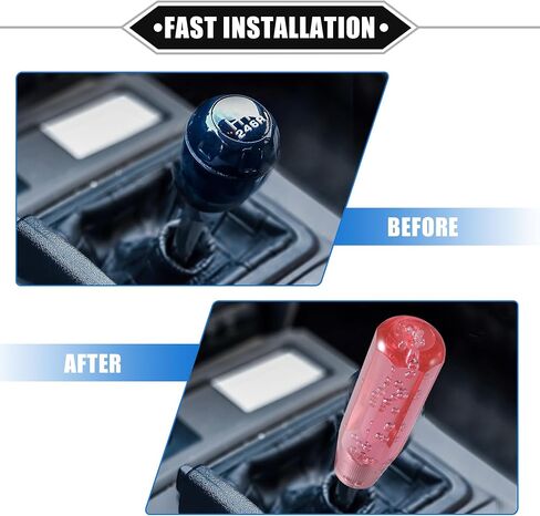 عصا مقبض ناقل الحركة VekAuto Gear Shift، 15 سم من الكريستال الصناعي الشفاف ناقل الحركة العالمي لمركبة النقل اليدوي، وردي أكريليك متين مع محول in Kuwait