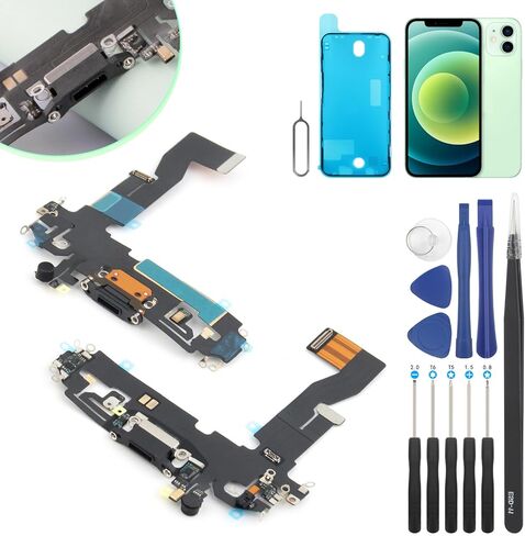 Ocolor Dock Connector لهاتف iPhone 12 Pro، بديل لمنفذ الشحن، لأجزاء الكابلات المرنة للوحة شاحن USB iPhone 12 مع الأدوات in Kuwait