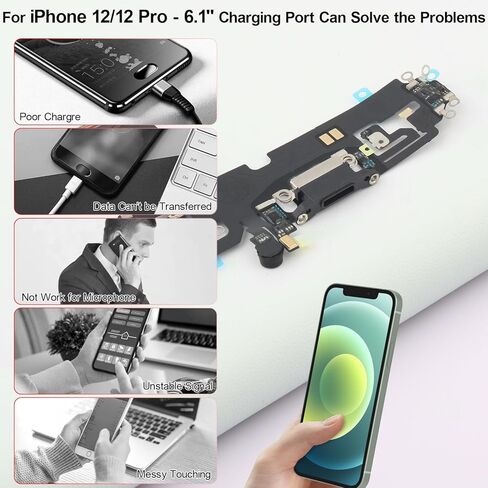 Ocolor Dock Connector لهاتف iPhone 12 Pro، بديل لمنفذ الشحن، لأجزاء الكابلات المرنة للوحة شاحن USB iPhone 12 مع الأدوات in Kuwait