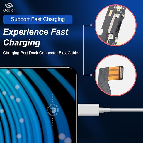 Ocolor Dock Connector لهاتف iPhone 12 Pro، بديل لمنفذ الشحن، لأجزاء الكابلات المرنة للوحة شاحن USB iPhone 12 مع الأدوات in Kuwait