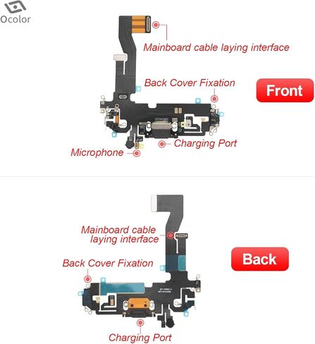 Ocolor Dock Connector لهاتف iPhone 12 Pro، بديل لمنفذ الشحن، لأجزاء الكابلات المرنة للوحة شاحن USB iPhone 12 مع الأدوات in Kuwait