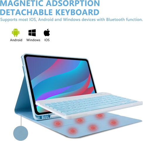 iPad Air 5th Generation 10.9 Keyboard Case,Case with Keyboard for iPad Air 4 10.9",Detachable Wireless Keyboard-Built-in Pencil Holder for iPad Pro 11 1st Gen/iPad Air 4 /5th 10.9" 2020/2022,BLUE in Saudi Arabia