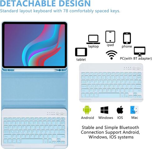 iPad Air 5th Generation 10.9 Keyboard Case,Case with Keyboard for iPad Air 4 10.9",Detachable Wireless Keyboard-Built-in Pencil Holder for iPad Pro 11 1st Gen/iPad Air 4 /5th 10.9" 2020/2022,BLUE in Saudi Arabia