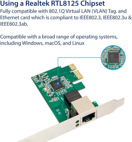 سايبا بطاقة واجهة شبكة 2.5 جيجابت ايثرنت بي سي اي اكسبرس منفذ الملحقات الإضافية السريع x1 10/100/1000/25000 ميجابت في الثانية RJ45 LAN للكمبيوتر المكتبي SD-PEX24065 in Kuwait