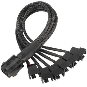 كابل محول GRLRHONR 6 Pin PCI-E إلى 6 x 3Pin 4Pin PC مزود بمروحة، 3/4Pin إلى 6 Pin Male Computer Cooler Fan Splitter Y كابل الطاقة (أسود 6 PIN إلى 6 x 3pin/4Pin)