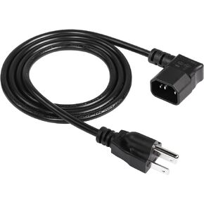 CERRXIAN 3.93 FT 18AWG سلك طاقة ذو زاوية يمين 3 شقوق، NEMA 5-15P إلى 90 درجة IEC 320 C14 كابل إمداد الطاقة لتلفزيون الشاشة، 10A/250V، للكمبيوتر والماسحات الضوئية والطابعات والمفاتيح (R أسود) in Kuwait