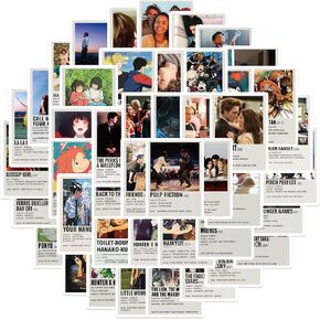 50pcs Classic Anime Movie Stickers for Laptop, Vintage Film Poster Stickers for Teens Adults Computer Water Bottles Car Scrapbook Bike Skateboard Luggage Guitar