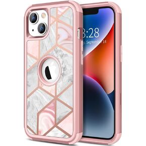 حافظة Hython لهاتف iPhone 14، حافظات هاتف واقية شديدة التحمل لكامل الجسم، غطاء صلب هجين لامع مقاوم للصدمات/الغبار/السقوط، 3 طبقات من المطاط العسكري للنساء والفتيات