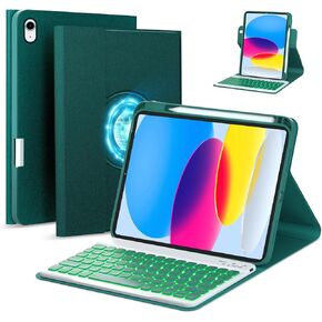 Keyboard Case for iPad 10th Generation 10.9 inch 2022, Wireless Detachable BT Backlit Keyboard Cover, 360 Rotatable Clear Case with Pencil Holder, Tablet Keyboard Case for iPad 10th Gen TL in Kuwait