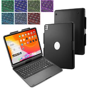 حافظة لوحة مفاتيح Hafly 2018/2020 iPad Pro 12.9 بوصة بإضاءة خلفية رفيعة محمولة 360 درجة قابلة للتدوير بلوتوث 5.0 مع بطارية مدمجة قابلة للشحن (وردي) in Kuwait