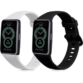 أحزمة kwmobile متوافقة مع أشرطة Huawei Band 6 - 2x أحزمة ساعة بديلة من السيليكون - أسود/أخضر موس