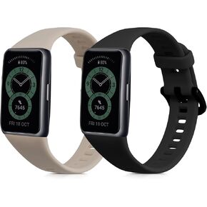 أحزمة kwmobile متوافقة مع أشرطة Huawei Band 6 - 2x أحزمة ساعة بديلة من السيليكون - أسود/أخضر موس in Kuwait