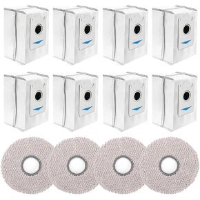 17PCS Replacement Accessories Set for Ecovacs Deebot X2 Omni / X2 / X2 Pro / DEX86 Robot Vacuums, 1 Main Brush, 4 Side Brushes, 4 Filters, 4 Mop Cloth, 4 Dust Bags