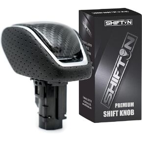 SHIFTIN الجلود الخشب تقليم ألياف الكربون والعتاد التحول المقبض عصا علبة التروس شيفتر رافعة لتويوتا هايلاندر Rav4 Venza 2019 2020 2022 (جلد أسود/نمط ألياف الكربون) in Kuwait