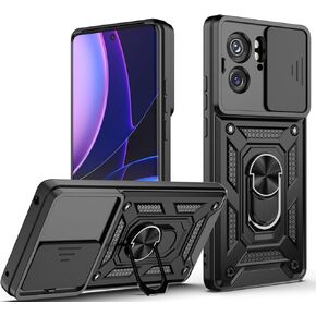 Dretal for Motorola Edge 2023 Case,Moto Edge 2023 Case with Stand Kickstand Ring and Camera Cover, Military Grade Shockproof Protective Cover for Moto Edge 2023 (Black)