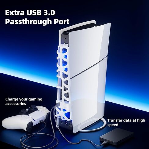 مروحة تبريد لوحدة تحكم بلاي ستيشن 5 سليم، مروحة تبريد خارجية مايتريكس لجهاز PS5 سليم مع اضاءة RGB و3 سرعات ومنفذ USB 3.0، مروحة تبريد هادئة لقرص PS5 سليم والاصدارات الرقمية، ابيض in Kuwait